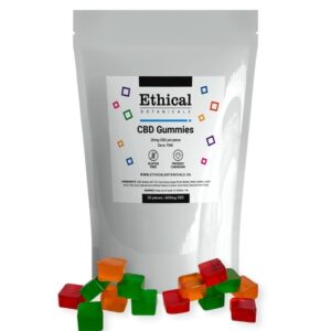 visualizes CBD gummies by Ethical Botanicals product plus packaging