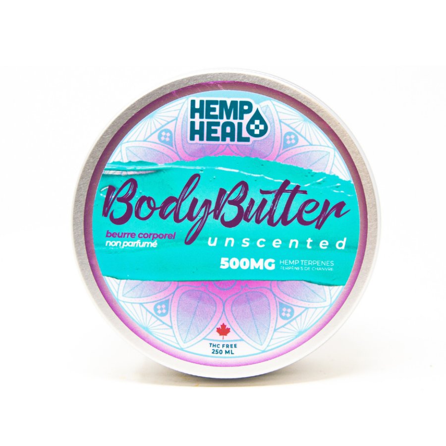visualizes packaging for unscented cbd body butter by hempheal