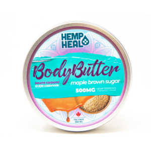 visualizes packaging for maple brown sugar cbd body butter by hempheal