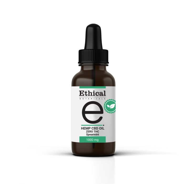 Ethical Botanicals 1000mg THC-Free Hemp CBD Oil with Spearmint Flavour