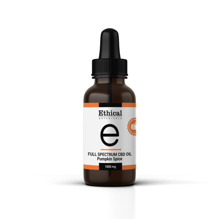 Full Spectrum CBD Oil Pumpkin Spice 1000mg Limited Edition bottle – Ethical Botanicals