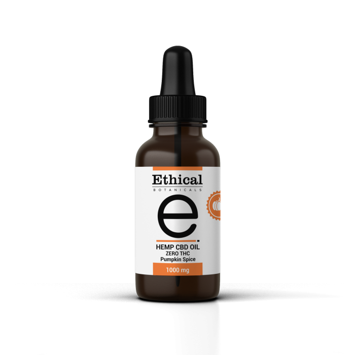 Hemp CBD Oil Pumpkin Spice 1000mg THC-Free Limited Edition bottle – Ethical Botanicals
